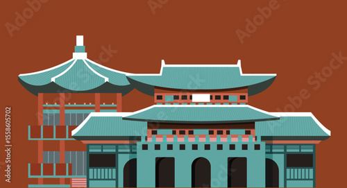 A traditional Chinese temple with ornate architectural details, curved rooftops, and vibrant red and gold colors, reflecting cultural heritage, spirituality, and ancient design aesthetics.