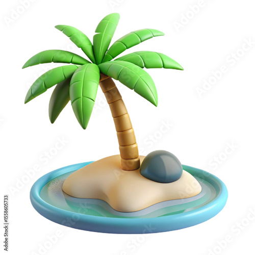 tropical island with palm tree