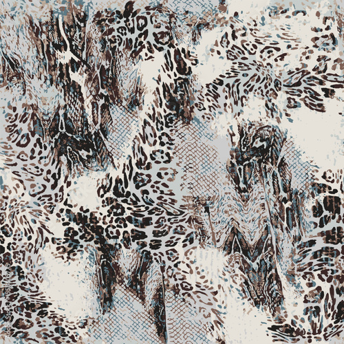 Leopard and snake skin mix pattern design