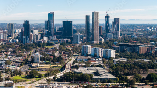 Parramatta city skyline commercial and light industrial zones