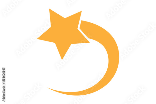 set of shooting star. Stylized  star shooting upwards.