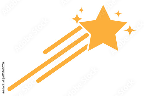 set of shooting star. Stylized  star shooting upwards.
