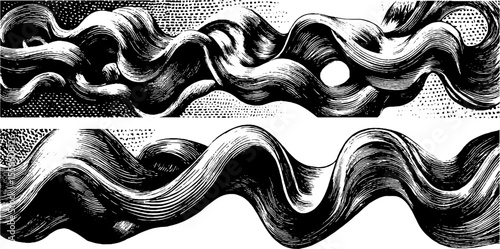 Abstract hallucination waves with repeating lines engraving design for retro art projects