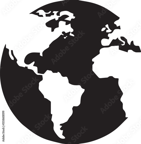 Simple Black and White Globe Icon
