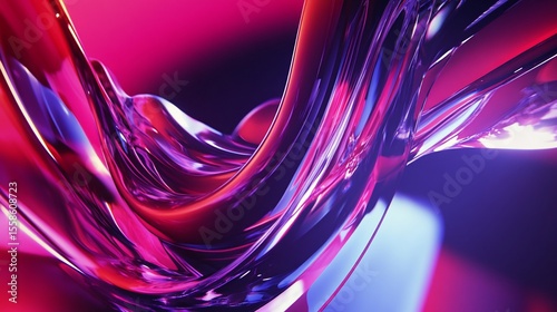 Flowing Abstract with Vibrant Red and Blue hues Creates futuristic impression