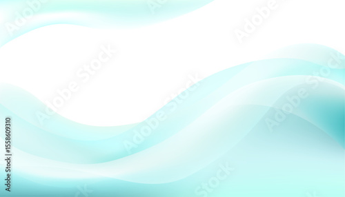 Abstract light blue turquoise gradient wave transparent background. Dynamic blue flowing wave lines design element