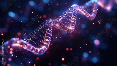 Abstract Glowing Particle DNA Double Helix Structure Technology Background
