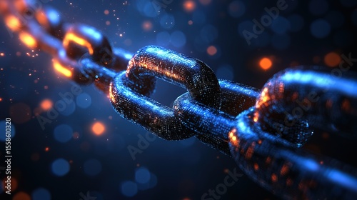 Digital Futuristic Glowing Detail Chain Link Data Structure Technology