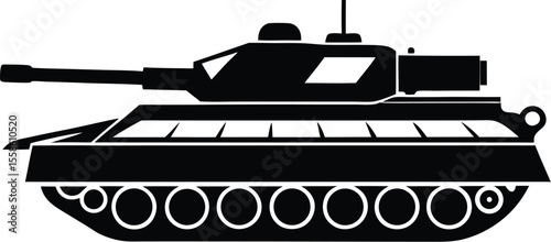 military tank silhouette, war vehicle icon, black combat illustration