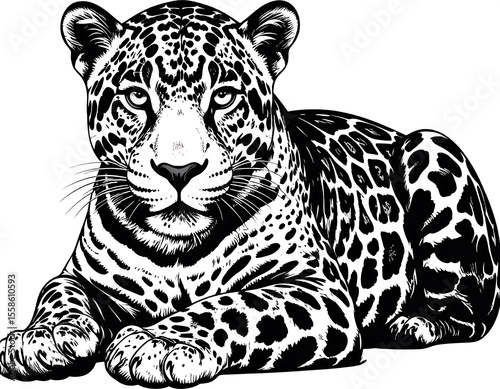 Black and white jaguar sketch
