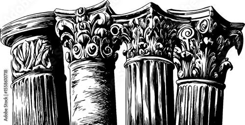 Elegant renaissance borders and symmetrical columns design for vintage decor