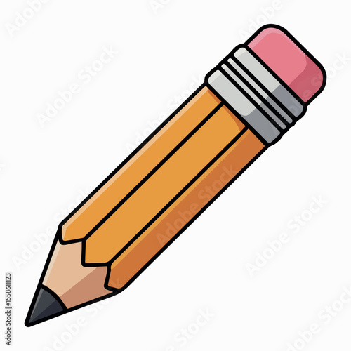 Orange pencil drawing tool for writing and sketching with eraser for school art and office use vector 100 cartoon vector illustration