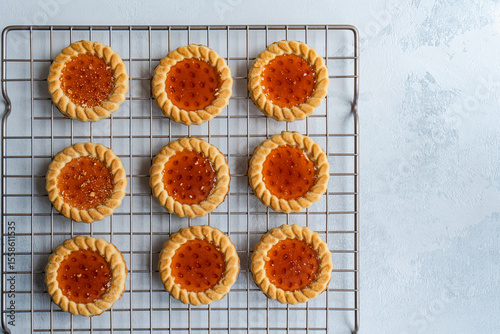 Homemade cookies with sweet cherry marmalade