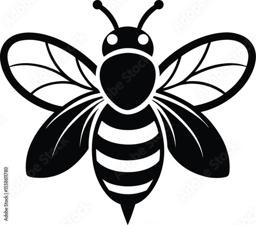 bee flying icon, dotted path illustration, hand drawn silhouette
