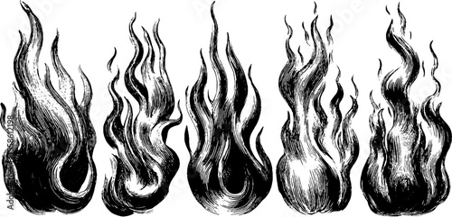 Vintage tribal flames and lines design for art and tattoos