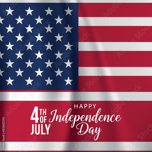 4th of July USA Independence Day Banner with American Flag Design