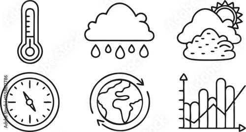 Weather and Climate Change Vector Icons Set 30 Editable Flat Climate Awareness Icons