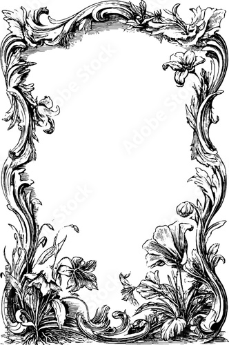 Victorian botanical frame with twisting vines for elegant design