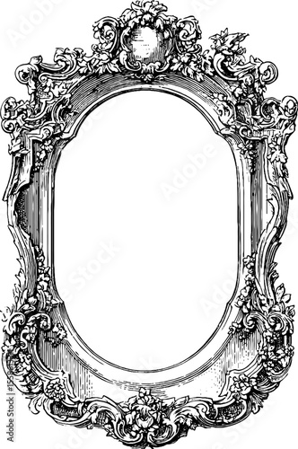 Intricate vintage 18th century ornate mirror frame design for decor and art projects
