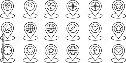 Location Line Icons Collection 30 Clean Editable Thin Black Outline Vector Designs