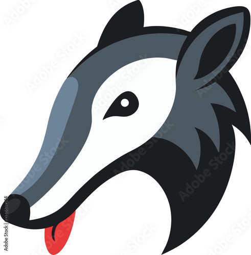 Anteater head with tongue on transparent background
