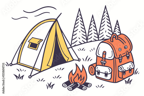 Adventure Campfire Icon – Flat Vector Style