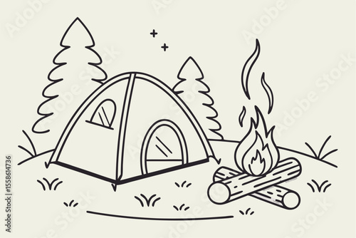 Campfire Flat Icon – Perfect for Travel Websites