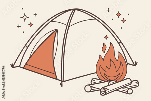 Campfire Flat Icon – Perfect for Travel Websites
