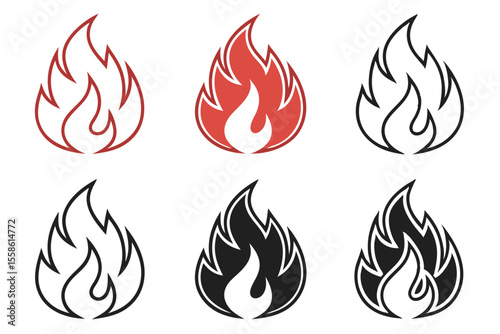 Fire flame icons set. Modern vector icon design.