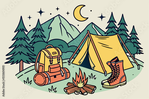 Stylized Campfire Vector – Camping & Nature Icons