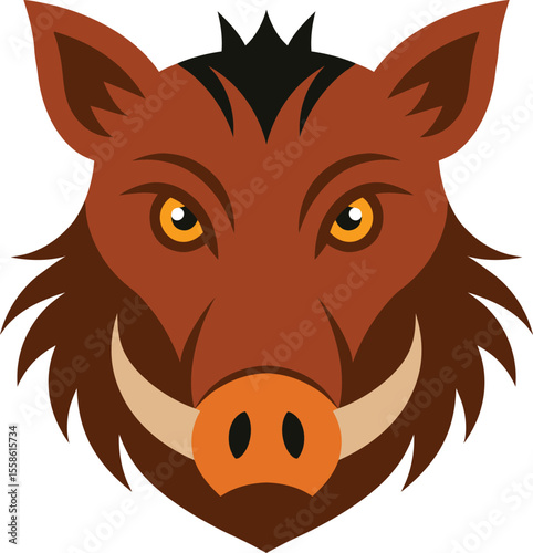 Boar head with tusks on transparent background