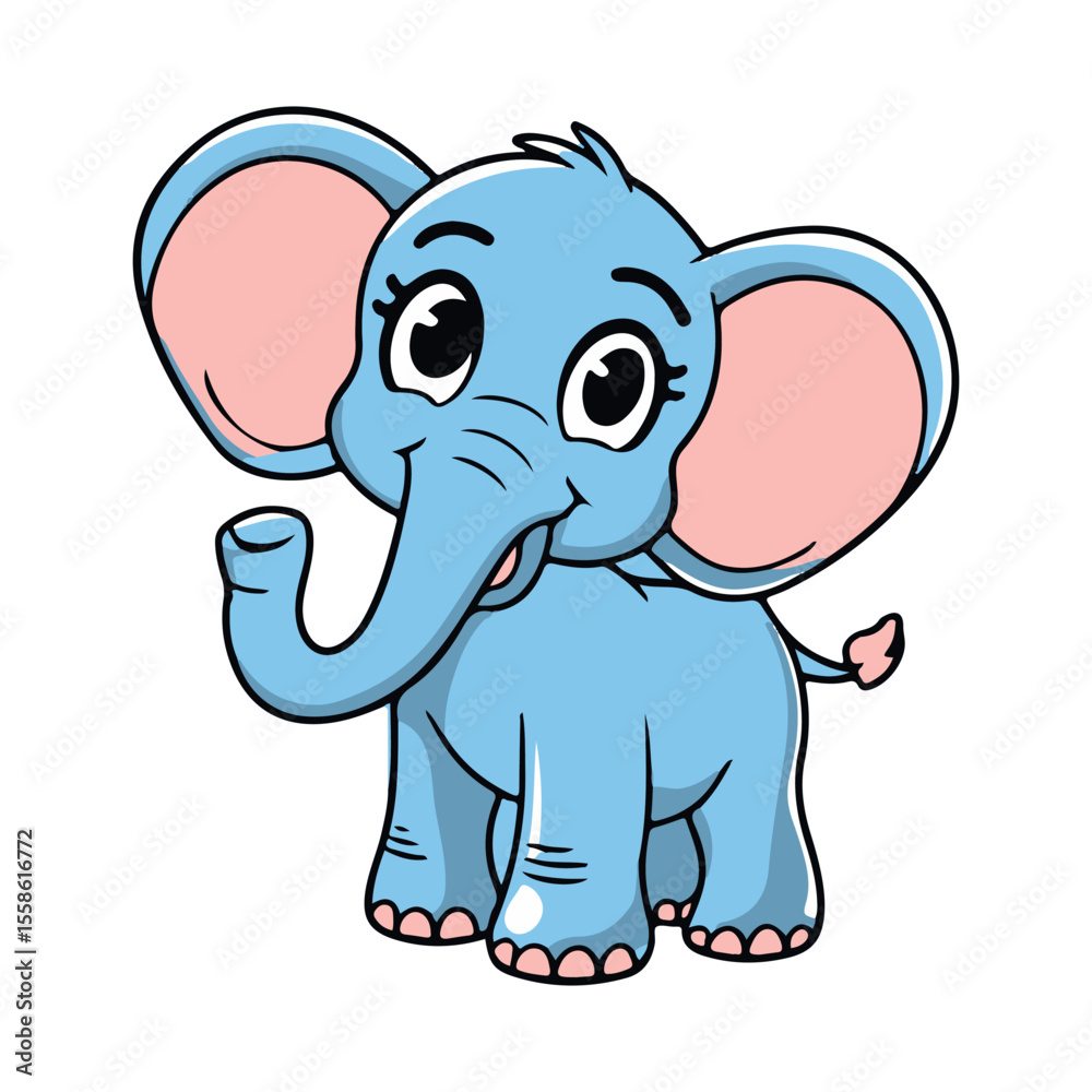 Naklejka premium Cartoon baby elephant illustration drawing vector image for kids children animal lovers art