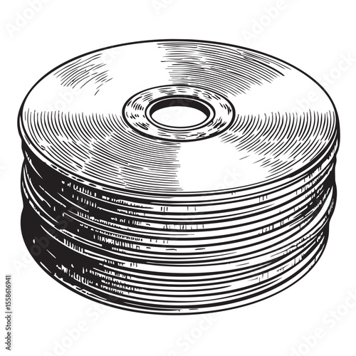 Stacked compact discs for music collection and storage purpose