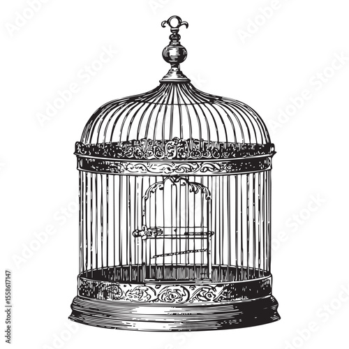 Vintage decorative birdcage with intricate design for home decor