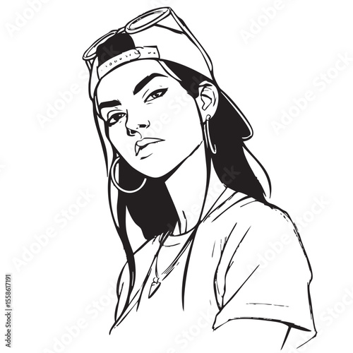Confident young woman with stylish accessories and urban attitude