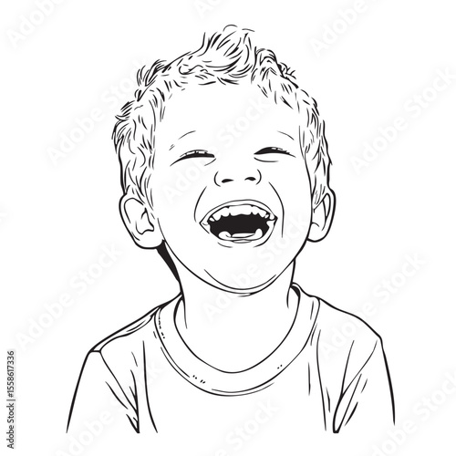 Joyful child laughing with happiness and innocence for design projects
