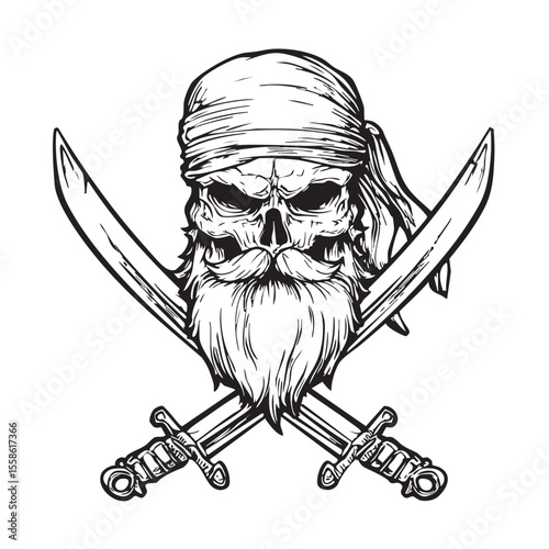 Pirate skull design with crossed swords for Halloween decoration
