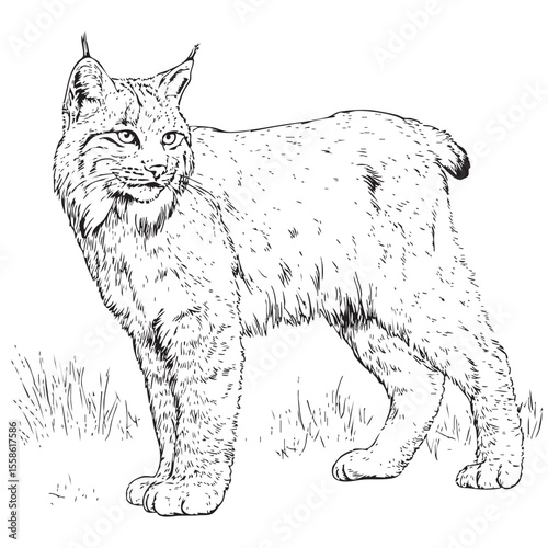 Lynx illustration in its natural, wild habitat