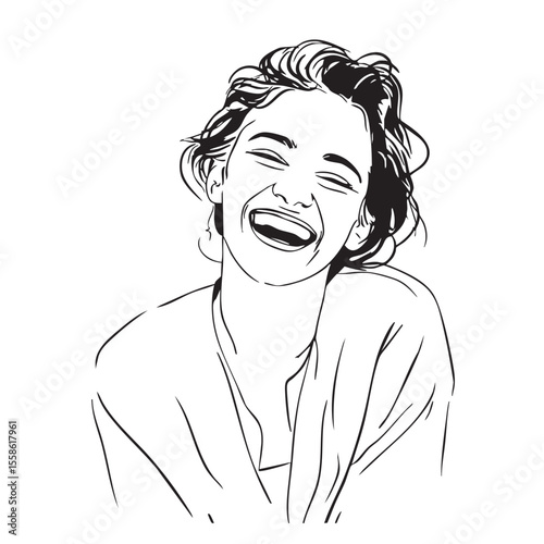 Joyful woman expressing happiness with a bright smile