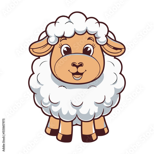 Cartoon sheep vector illustration cute lamb animal farm fluffy wool drawing adorable design kawaii