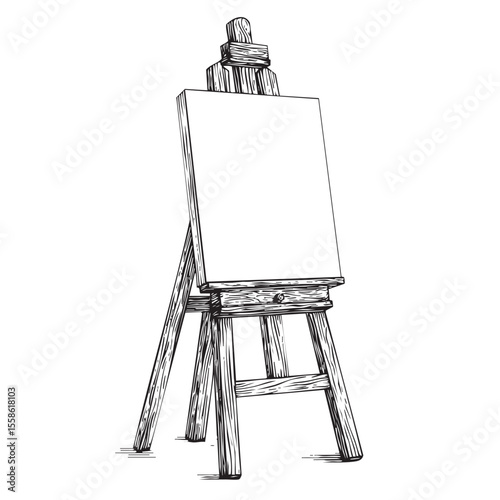 Blank canvas on wooden easel for artistic expression and creativity