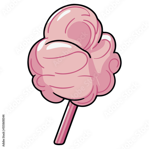 Isolated pink cotton candy vector graphic sweet treat fluffy sugar confectionery dessert snack food fair treat 90