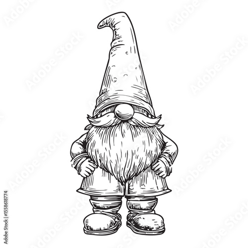 Charming garden gnome with a playful expression for outdoor decor