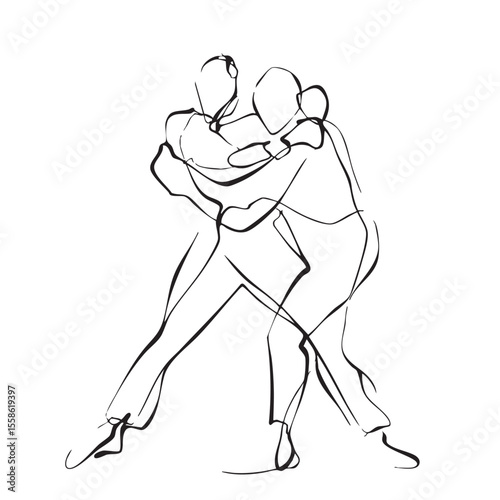 Embrace of connection in minimalist line art style