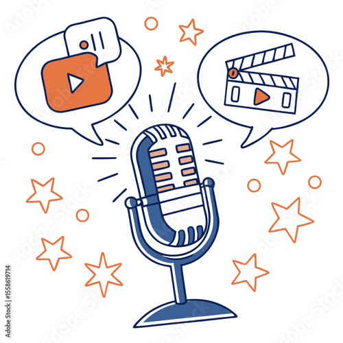 Podcast. Vector illustration for web banner, social media banner, business presentation, marketing material.