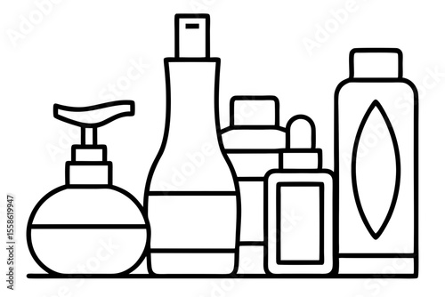 Minimalist Skincare Routine Line Art – Lifestyle Beauty Vector on White Background