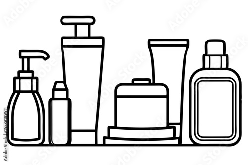 Minimalist Skincare Routine Line Art – Lifestyle Beauty Vector on White Background