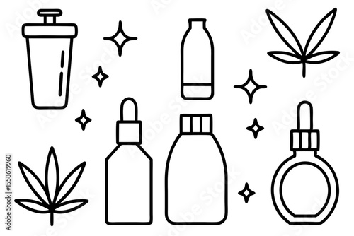 Minimalist Skincare Routine Line Art – Lifestyle Beauty Vector on White Background