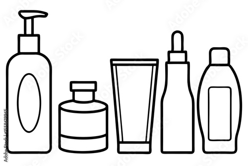 Minimalist Skincare Routine Line Art – Lifestyle Beauty Vector on White Background