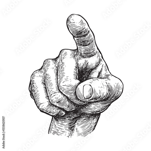 Pointing finger symbol indicating direction or action in design